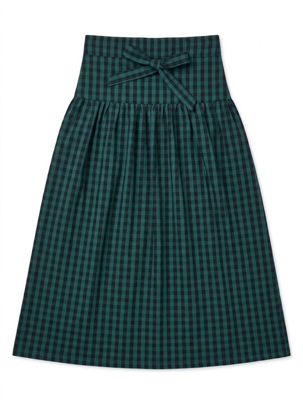 Draper James RSVP Black Green Gingham Paperbag Waist Midi Skirt XS